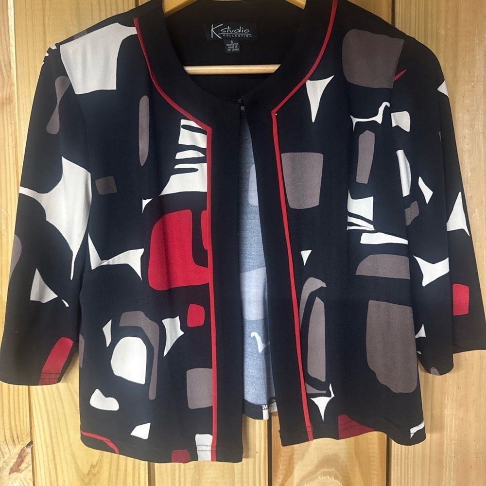 K Studio Women's Abstract Black and Red Blazer